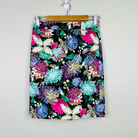 J Crew Women’s Floral Watercolor Pencil Skirt Lined Slit Size 00 (AU 8) NWT - Picture 5 of 12
